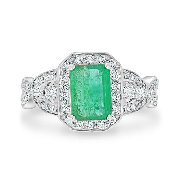 1.65ct Emerald Rings  with 0.59tct diamonds set in 14kt white gold