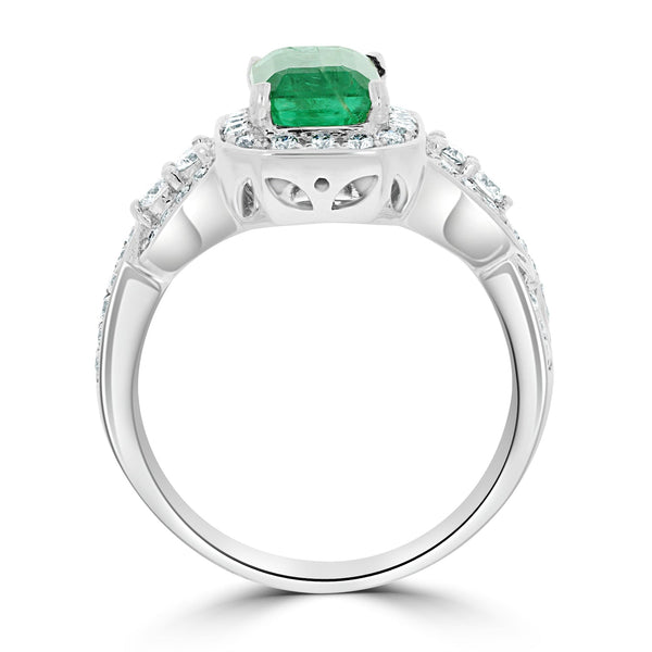 1.65ct Emerald Rings  with 0.59tct diamonds set in 14kt white gold