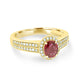 0.70Ct Ruby Ring With 0.27Tct Diamonds Set In 14K Yellow Gold