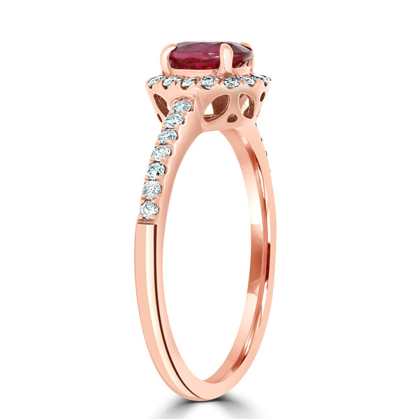 0.73ct Ruby Ring With 0.31tct Diamonds Set In 14K Rose Gold