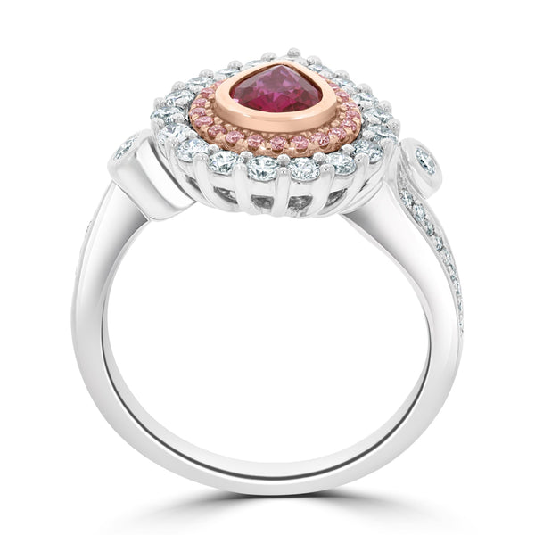 0.66Ct Ruby Ring With 0.72Tct Diamonds Set In 14K Two Tone Gold