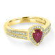 0.61Ct Ruby Ring With 0.29Tct Diamonds Set In 14K Yellow Gold