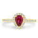 1.01Ct Ruby Ring With 0.29Tct Diamonds Set In 18K Yellow Gold