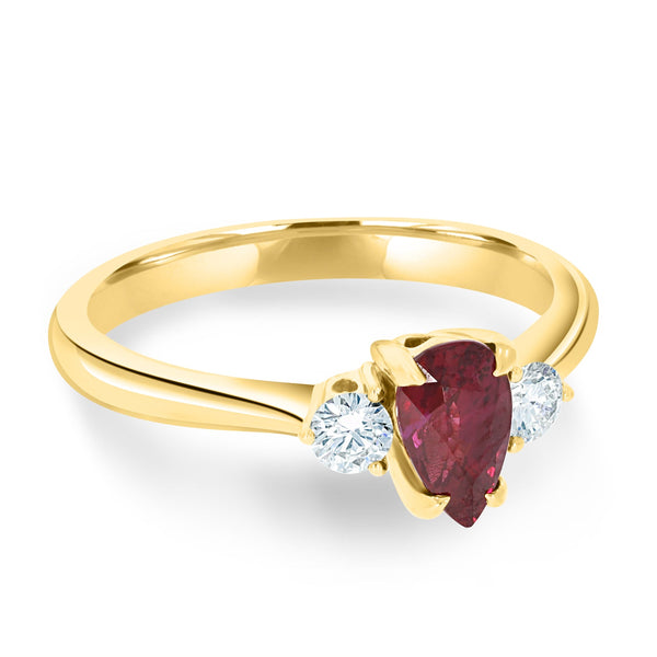 1.30Ct Ruby Ring With 0.21Tct Diamonds Set In 18K Yellow Gold