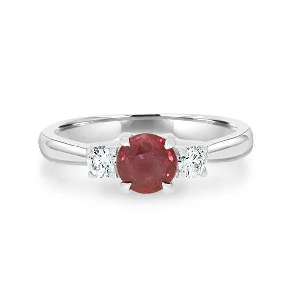 1.02Ct Ruby Ring With 0.21Tct Diamonds Set In 18K White Gold