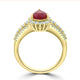 1.60ct Ruby Ring With 0.44tct Diamonds Set In 14K Yellow Gold