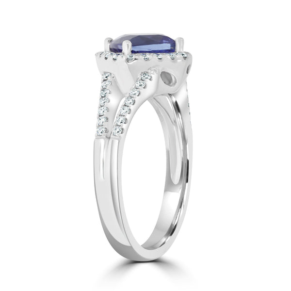 1.84ct Tanzanite Rings with 0.36tct diamonds set in 14kt white gold