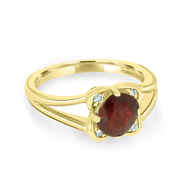 1.60ct Ruby Ring With 0.04tct Diamonds Set In 14K Yellow Gold