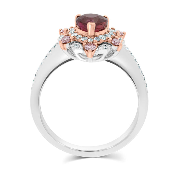 1.09Ct Ruby Ring With 0.43Tct Diamonds Set In 18K Two Tone Gold