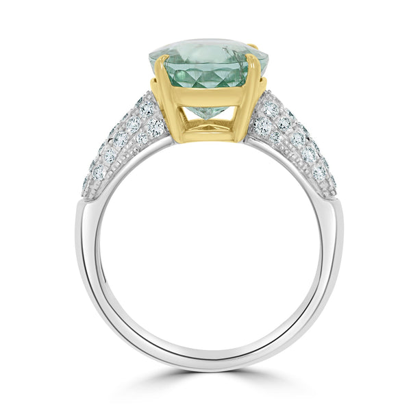 4.66ct Paraiba Tourmaline Rings with 0.47tct diamonds set in 18kt two tone gold
