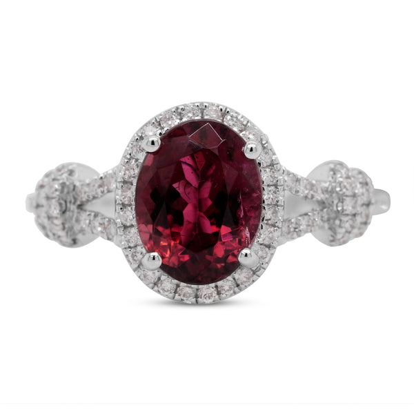 1.88ct Tourmaline Ring With 0.25tct Diamonds In 14K White Gold