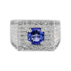 0.90ct Tanzanite Men's Ring 14K White Gold Ring With 0.42tct Diamond Accents