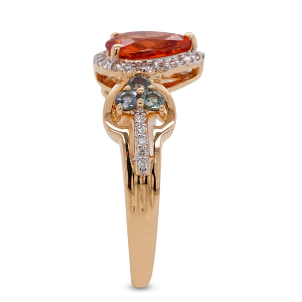 1.65ct Mandarin Garnet Rings with 0.10tct diamonds set in 14K white gold