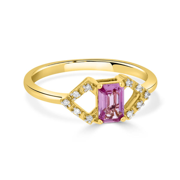 0.58ct Pink Sapphire Rings with 0.04tct diamonds set in 14KT gold