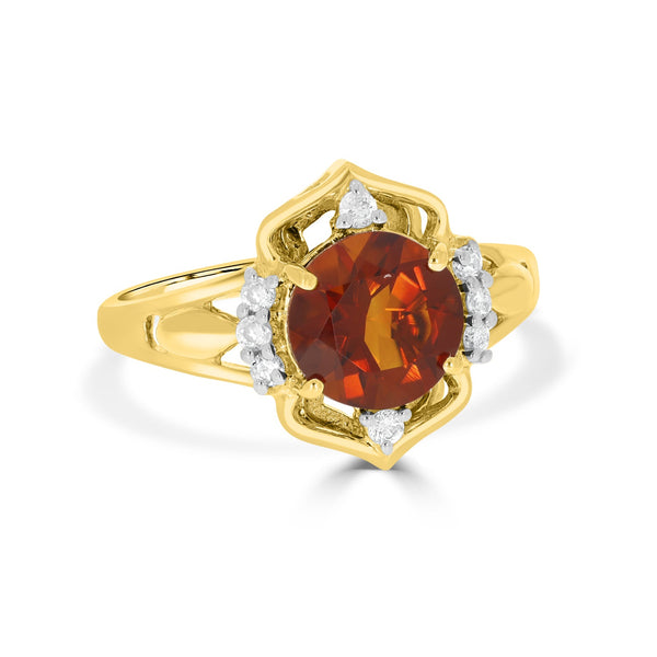 1.53 Citrine Rings with 0.13tct Diamond set in 14K Yellow Gold