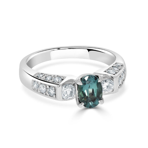 0.72ct Alexandrite Rings With 0.44tct Diamonds Set In Platinum 900 Platinum