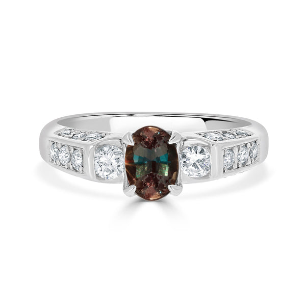 0.72ct Alexandrite Rings With 0.44tct Diamonds Set In Platinum 900 Platinum