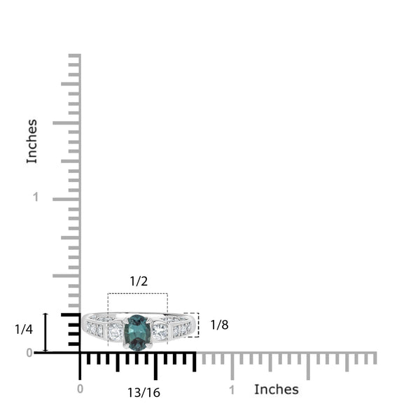 0.72ct Alexandrite Rings With 0.44tct Diamonds Set In Platinum 900 Platinum