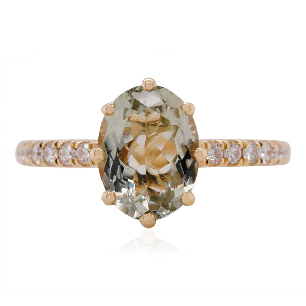 1.95ct Spessartite ring with 0.50ct diamonds set in 14K yellow gold