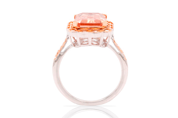 5.48ct Morganite ring with 0.20tct diamonds set in 14K two tone gold