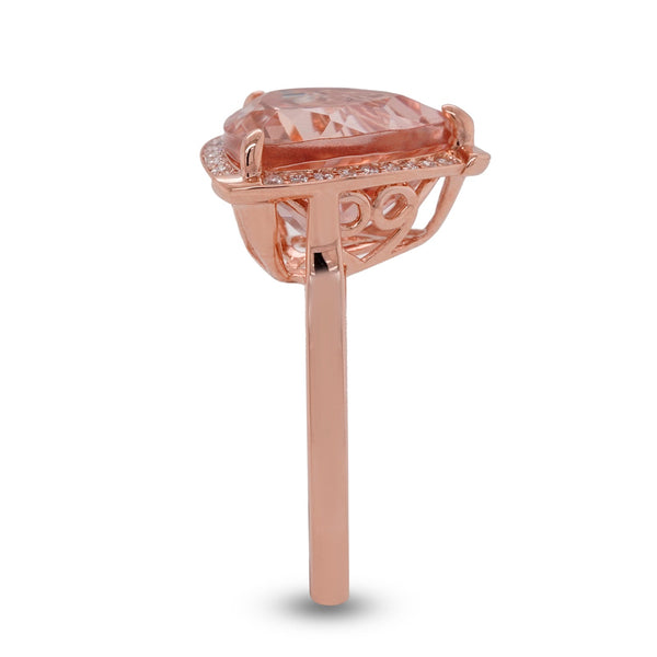 6.01ct Morganite ring with 0.16tct Diamond accents set in 14K rose gold