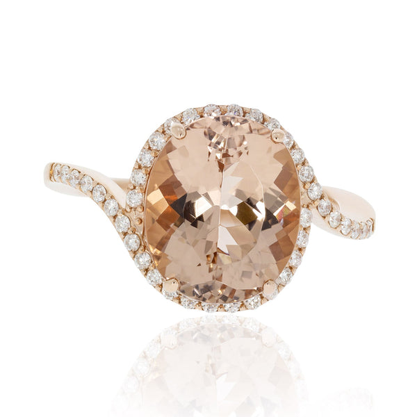 4.43ct Morganite Ring With 0.27tct Diamonds Set In 14kt Rose Gold