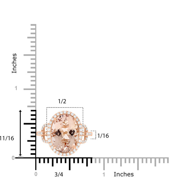 5.58ct Morganite Rings with 0.37tct Diamond set in 14K Rose Gold