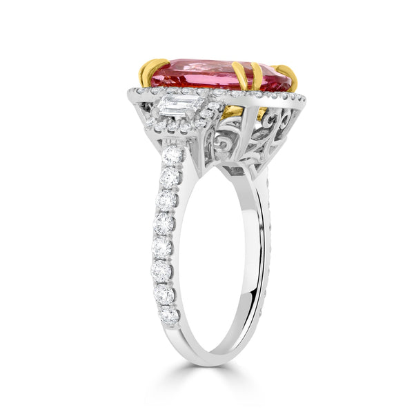 5.28ct Pink Spinel Ring With 1.15ct Diamonds Set In 18K Two Tone