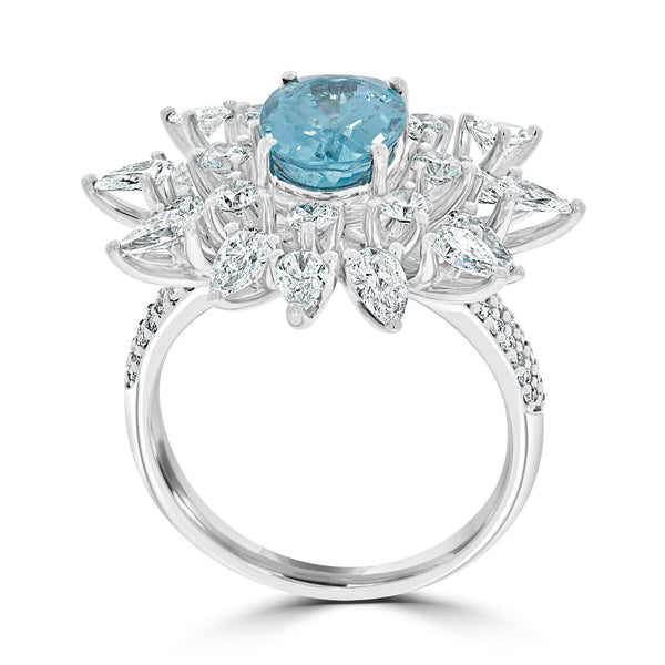 2.01ct Paraiba Tourmaline Rings with 2.42tct diamonds set in 18kt white gold