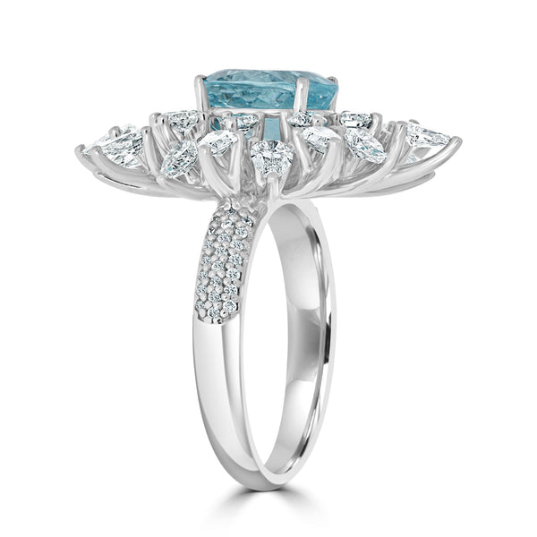 2.01ct Paraiba Tourmaline Rings with 2.42tct diamonds set in 18kt white gold