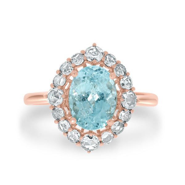 1.92ct Paraiba Rings with 0.49tct diamonds set in 18KT tose gold