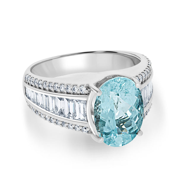 3.21ct Paraiba Rings with 1.17tct diamonds set in 18KT white gold