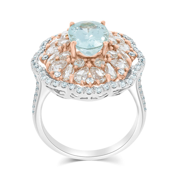 2.06ct Paraiba Rings with 1.66tct diamonds set in 18KT two tone gold