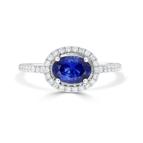 1.07ct Sapphire Ring with 0.25tct Diamonds set in 14K White Gold