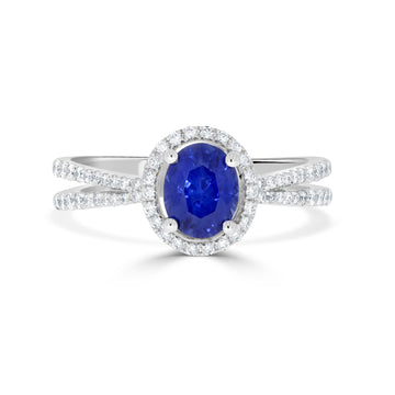 1.22ct Sapphire Ring with 0.34tct Diamonds set in 14K White Gold