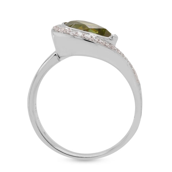 3.31ct Sphene ring with 0.15ct diamonds set in 14K white gold