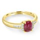 1.11Ct Ruby Ring With 0.14Tct Diamonds Set In 18K Yellow Gold