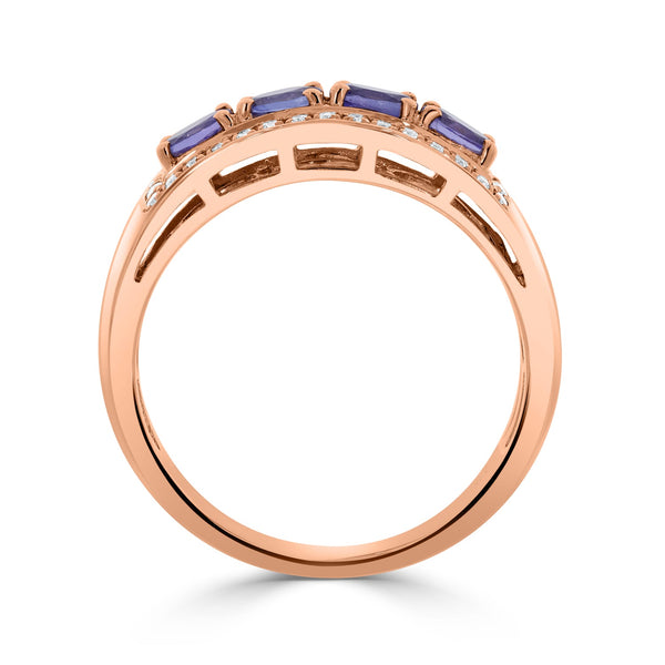 0.67tct Tanzanite Rings with 0.18tct diamonds set in 14kt rose gold