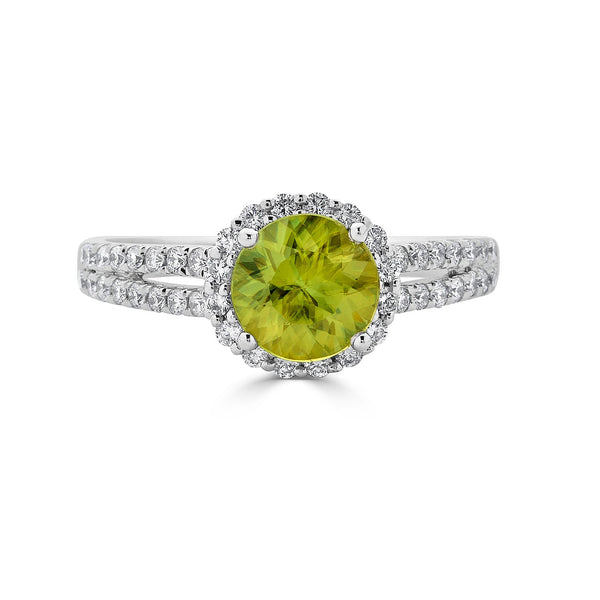 1.46ct Sphene ring with 0.41tct diamonds set in 14K white gold