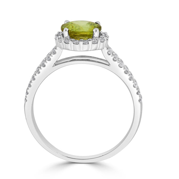 1.46ct Sphene ring with 0.41tct diamonds set in 14K white gold