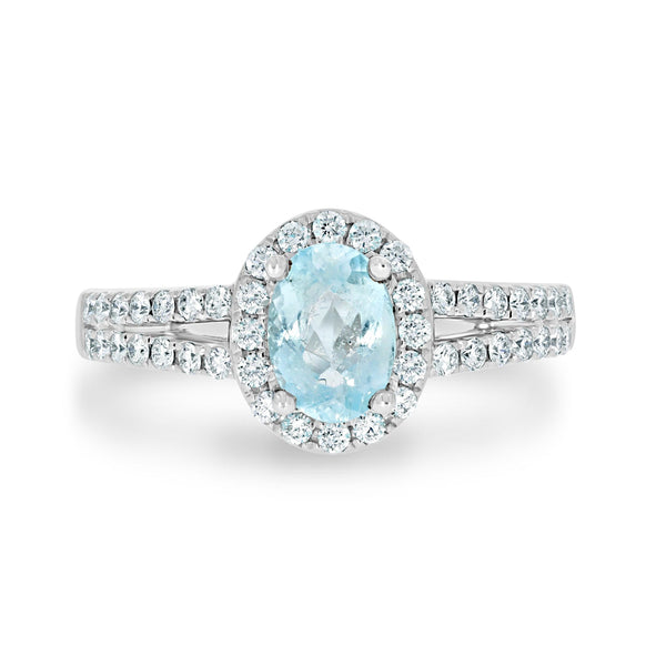 0.75ct Paraiba Rings with 0.38tct diamonds set in 18K white gold