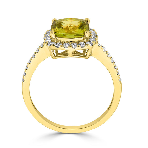 2.71ct Sphene ring with 0.44tct diamonds set in 14K yellow gold