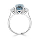 6.6ct Blue Zircon Rings with 0.39tct Diamond set in 14K White Gold