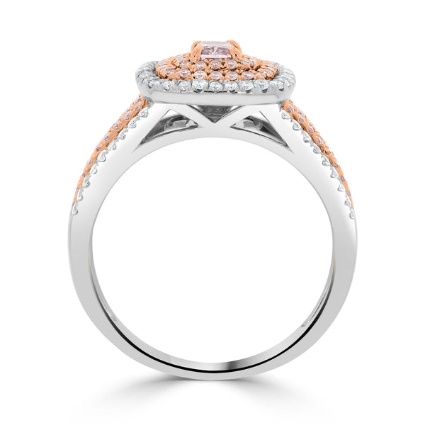 0.20ct Pink Diamond Ring with 0.61tct Diamonds set in 14K Two Tone Gold