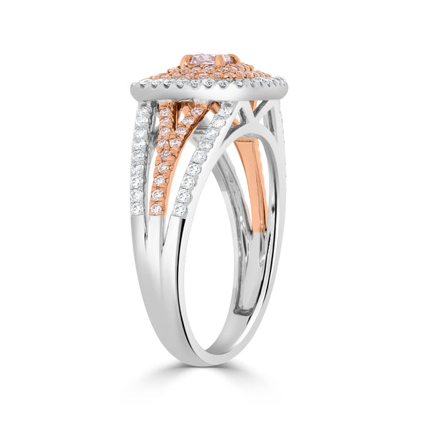 0.20ct Pink Diamond Ring with 0.61tct Diamonds set in 14K Two Tone Gold
