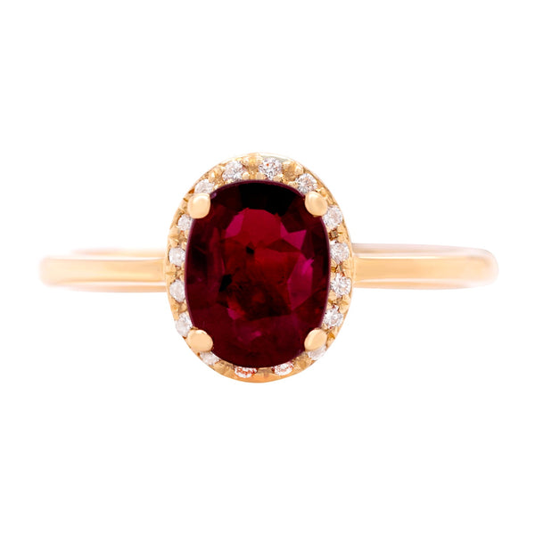 1.19ct Ruby Rings with 0.07ct diamonds set in 14K yellow gold