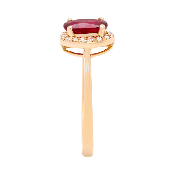 1.19ct Ruby Rings with 0.07ct diamonds set in 14K yellow gold