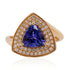 1.68ct Tanzanite ring with 0.29ct diamonds set in 14K yellow gold