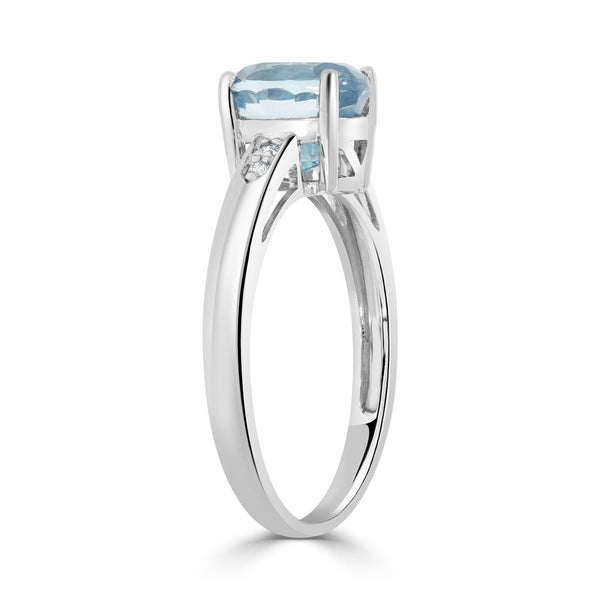 2.92ct Blue Zircon Rings with 0.03tct Diamond set in 14K White Gold