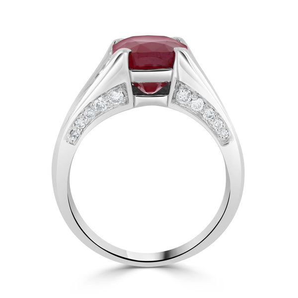 4.63ct Burma Ruby Ring with 1tct Diamonds set in Platinum